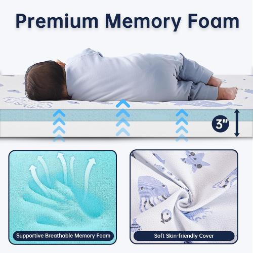 Pack and Play Mattress, Dual Sided Premium Memory Foam Pack N Play Mattress with Breathable Removable Washable Cover