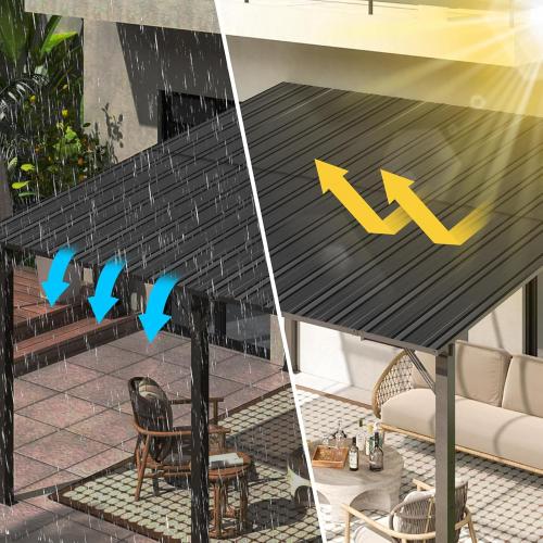 Metal Roof Panels - 20 Pcs Corrugated Pergola Roofing Panels Heavy Duty Waterproof Tin Roofing Materials for Shed Gazebo Patio Garages 42.52x16.77in, Black
