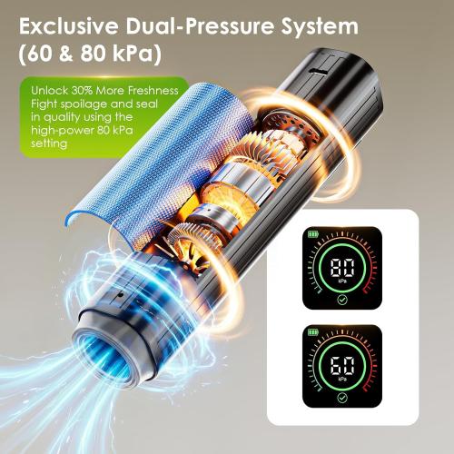 Elxis Vacuum Sealer, Portable handheld Vacuum Sealer   30 Reusable Vacuum Bags, Portable Food Sealer, With LED pressure display, 2-Speed Pressure Control (60/80 Kpa)