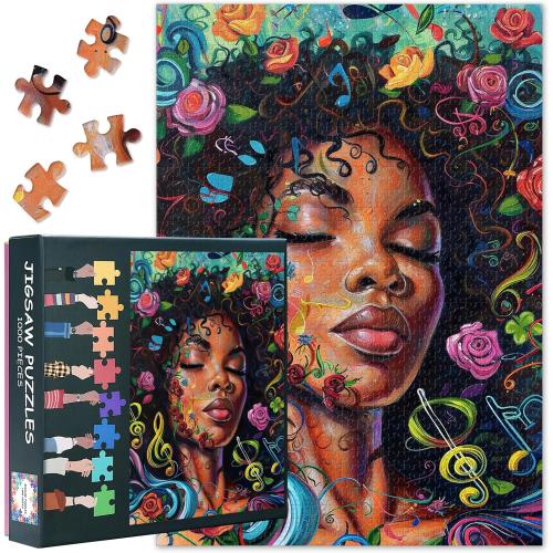 Black Girl 1000 Piece Puzzle for Adults, African American Theme
