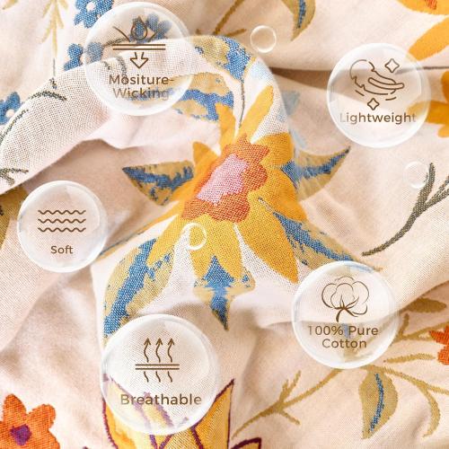 Boho Throw Blanket for Couch Sofa Chair Cotton Breathable Blankets for Bedroom Living Room All Season Soft Lightweight Reversible Floral Embroidery Throws Home Decor 50x 60