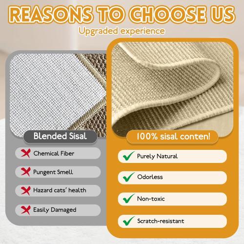 Cat Scratcher,Cat Scratchers for Indoor Cats Scratch Pad with Natural Sisal，Wooden Cat Furniture Cat Scratching Board（27.5X16.3X6.3）