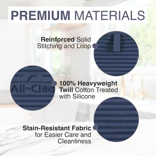 All-Clad Premium Pot Holder & Hot Pad: Heat Resistant to 500 Degrees - 100% Cotton, 10x6.25 Hot Pad for Kitchen and Barbeque, (1-Pack), black