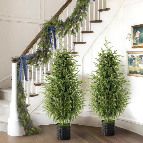 Christmas Decorations - Outdoor Christmas Tree - 2 Pack 3FT Artificial Norfolk Pine Tree - Xmas Decor for Home Indoor Outdoor Entryway Party Living Room Office Porch