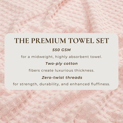 Great Bay Home Pink Bath Towels - 100% Cotton 6 Pack 26x16 Hand Towel Set - Absorbent, Durable, Quick-Dry Towels for Bathroom (Blush)