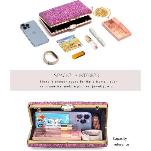 CARIEDO Women's Sparkling Clutch Purse Elegant Glitter Evening Bags Bling Evening Handbag for Dance Wedding Party Prom Bride