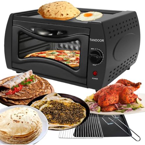 Tandoor Electric Oven: Make Authentic Indian Breads & Pizza at Home! Bake Naan, Roti, Manakish, Lahmacun & Tandoori Chicken. 2100W, 750°F, 15L Countertop Oven