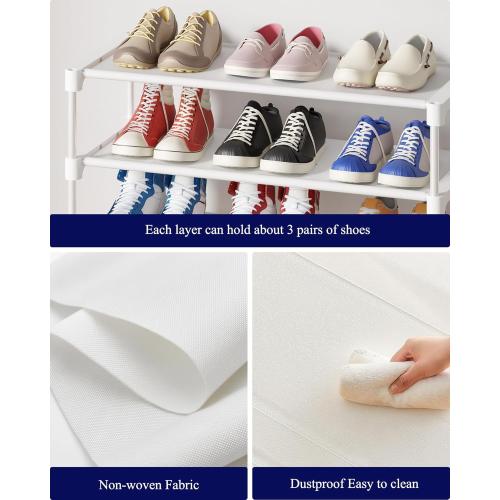 Kitsure Shoe Rack - Non-Woven Shoe Rack Shelf, Shoe Organizer for Closet, Entryway, Garage & Corridor, Stackable Shoe Shelves, 27.5 Wide - 3 Tier, White