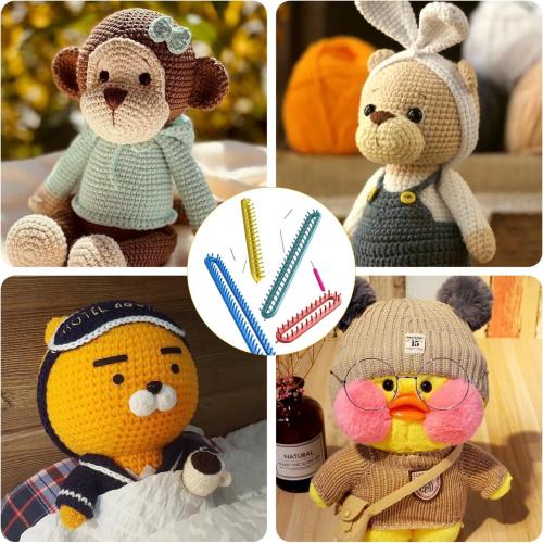 cureder Knitting Loom Long Knitting Loom Kit- Set of 4 Plastic Looms Knitting with 2 Knitting Yarn Loom Needle and 2 Plastic Loom Pick, Fit Craft Kit Tool for Giveaways Souvenirs, Gifts