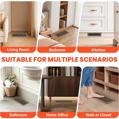 4x10 Floor Registers, 10 Pack Taupe Steel Floor Vent Covers