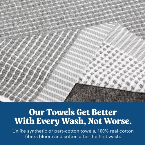 ONSEN Sculpted Terry Face Towels, 100% American Cotton, Quick Dry COLOR GRENN AND WHITE