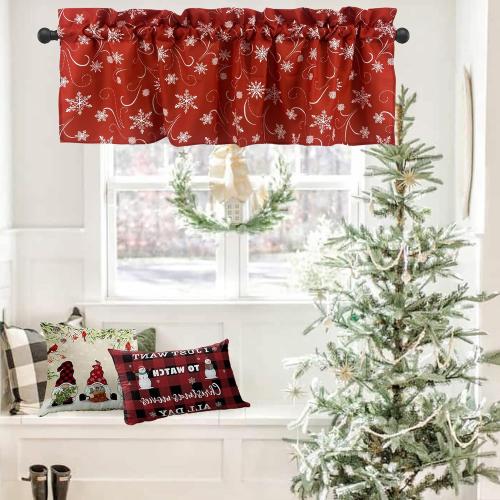 Christmas Valances for Windows Cute Christmas Decor Rod Pocket 52x18 Valances for Kitchen Cafe 2 Panal