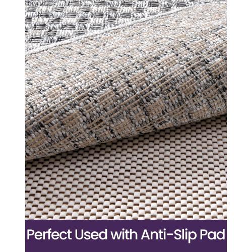 DEXI Hallway Runner Rug 3.3x10, Woven Braided Farmhouse Runner Carpet Indoor, Absorbent Thin Long Entryway Runners for Kitchen, Laundry Room, Patio Entrance, Checkered Grey
