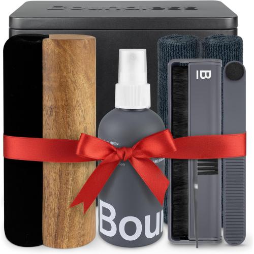 8pc Boundless Audio Vinyl Record Cleaning Kit - 8-in-1 Vinyl Cleaner Kit Includes Carbon Fiber & Velvet Record Brushes, Stylus Brush, Cleaning Solution, Microfiber Cloths & Metal Case