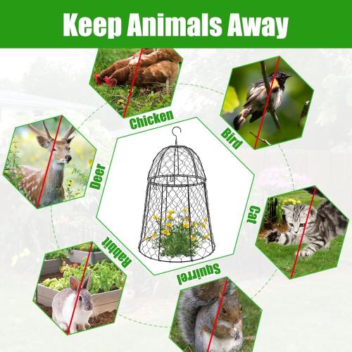 8 Pack Garden Cloches for Plants, Sturdy Chicken Wire Cloches Plant Cover | Includes 6 Ground Stakes, Large Wire Cage, Animal Barrier, Protect Plants from Rabbits, Squirrels, Birds & Chickens