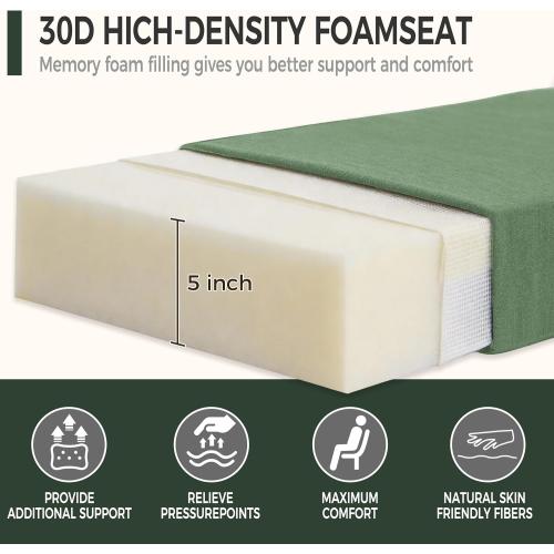 Art Leon Waterproof Outdoor Seat Cushion 24x 24 30D High Density Foam Patio Chair Cushions with Non-Slip Backing Patio Cushions for Patio Furniture Porch Swing Garden Bench Camping Stadium Green