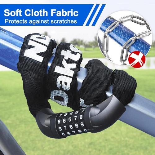 NDakter Bike Lock, 5 Digit Combination Heavy Duty Anti Theft Bicycle Chain Lock, 2.62/3.2/4.27/5/6Ft Long, High Security Resettable, Suitable for Bike, Scooter, Door, Gate, Fence-4/6mm Thick