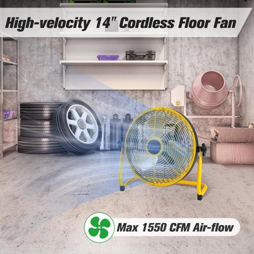 blessny 14'' Portable Rechargeable Floor Fan for Home Patio Camping | Max 60 Hours Long Running Time for Gym RV Greenhouse Cooling or Air Circulation