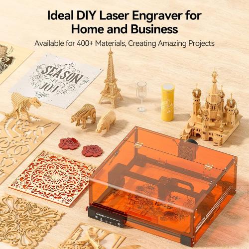 Laser Engraving Machine, Woxcker L2 MAX 10W Enclosure Laser Engraver, CNC Engraving Machine 0.01mm High Precision Laser Engraving and Cutting for Wood Stainless Steel Glass