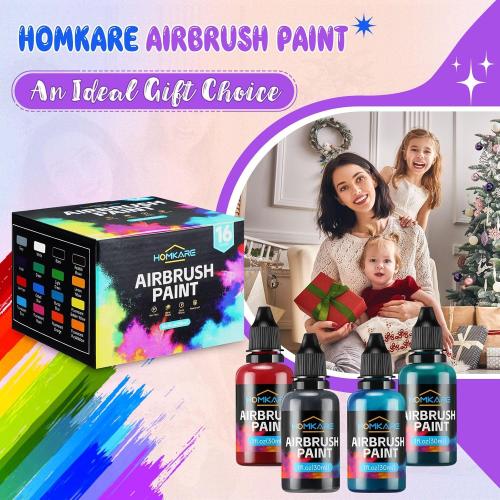 30ml Bottles of Airbrush Paint, 16 Colors Airbrush Paint Set, Water Based Air Brush Paints, Ready to Spray, Air Brush Painting Set, 30ml/Bottle