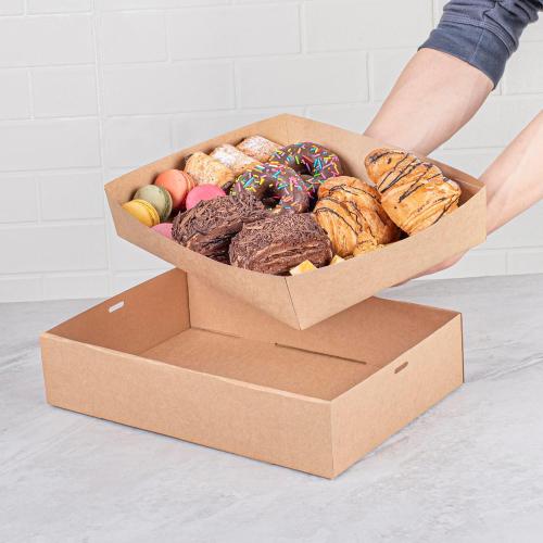 Restaurantware Kraft Paper Inserts 10 Count 13.6 x 9.3 x 2.4 Greaseproof PE Coating Freezer-Ready Disposable Sturdy Brown Paper Inserts for Take Out Food Dividers, Deli Boxes, Catering Trays