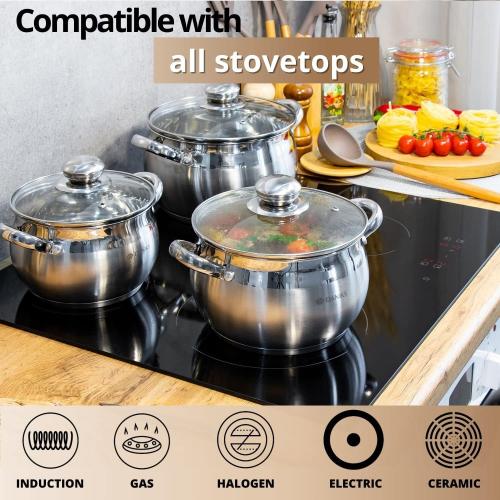 hivvago 12 piece pots and pans set tempered glass lids and handles silver