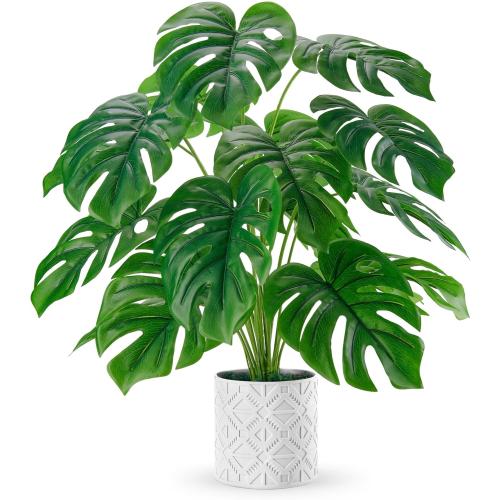 Der Rose Artificial Plants Indoor Large 28'' Fake Monstera Faux Potted Plants Indoor Tall for Home Farmhouse Bedroom Living Room Decor