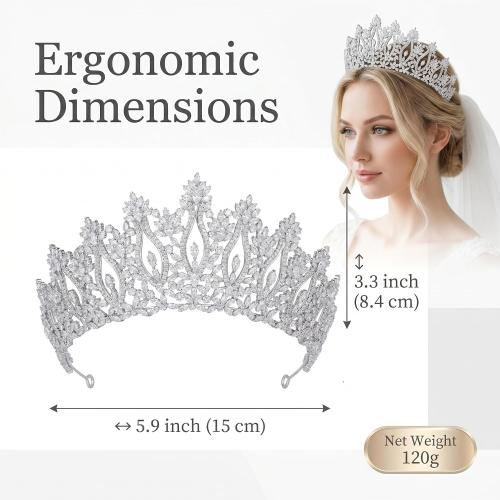 QXMYOO Luxury Wedding Tiaras for Bride Cubic Zirconia Big Tall Crown Quinceanera Crystal Headband for Women CZ Pageant Birthday Prom Party Headpiece Bridal Hair Accessories Silver