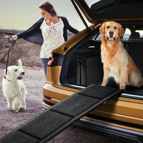 Dog Ramp for Car，63 x 17 Wide Folding Pet Ramp Dog Ramps for Medium & Large Dogs with Non-Slip Rug Surface ，Portable Dog Car Ramp for SUV Car & Truck, Outdoor Dog Ramp Up to 250 LBS