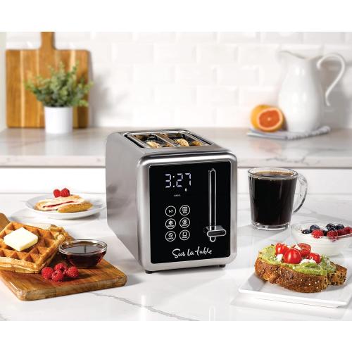 Sur La Table 2-Slice Touchscreen Toaster - Digital LED Display with 7 Browning Levels, Wide Slots for Bagels, Bread & More, Removable Crumb Tray, Safe Kitchen Appliance for Breakfast & Toasted Food