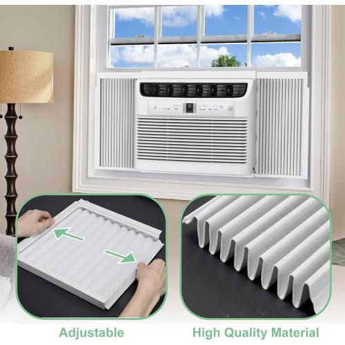 Window AC Side Panels with Frame Set,Air Conditioner Accordion Filler Curtain Replacement for Window AC Units,Fits Most 8,000 BTU Units,White,2 Pack