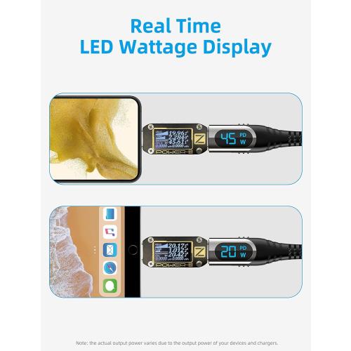 Long USB C to USB C Cable 3M, 100W PD Fast Charging Cable Type C Nylon Braided Cable with LED Display for iPhone 15/15 Pro/15 Plus/15 Pro Max, MacBook, iPad, Galaxy S23 S22, Pixel
