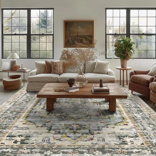 Area Rugs 8x10 Living Room - Machine Washable Rug Large Floor Carpet for Bedroom Dining Room Home