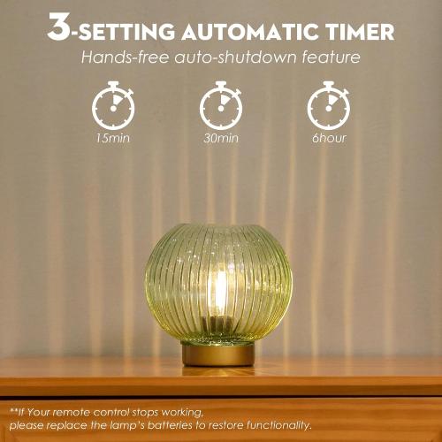 Battery Operated Lamp with Remote Control,Battery Powered Table Lamps with Timer&Replaceable LED Blub,Dimmable Brightness Small Lamp for New Home Gift Decorative Corner Bedroom (Green)