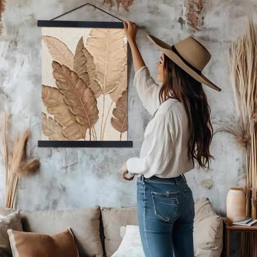 Artmag Magnetic Poster Hanger Frame, 24x36 24x32 24x18 Light Wood Wooden Magnet Canvas Artwork Print Poster Hangers Frames Hanging Kit (Black, 24)