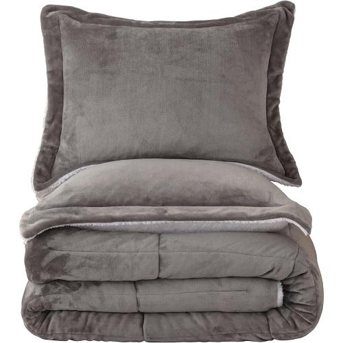 KING FAUX  FUR  SHERPA COMFORTERS SET