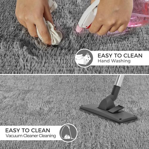 Grey Ultra Soft Rug for Living Room, Fluffy Shag Area Rug for Bedroom, Modern Shaggy Carpets Fuzzy Rug for Teens Dorm Nursery Home Decor Aesthetic, Upgrade Anti-Skid Durable, Grey