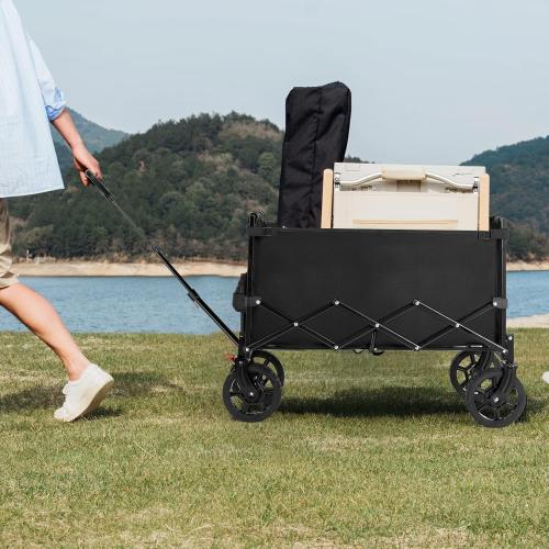 Black 34.9 x 19.9 x 24.4 Navatiee 140L Wagon Cart Foldable, Large Capacity Collapsible Wagon with Smallest Folding Design, Utility Grocery Cart for Camping Shopping Sports, Black