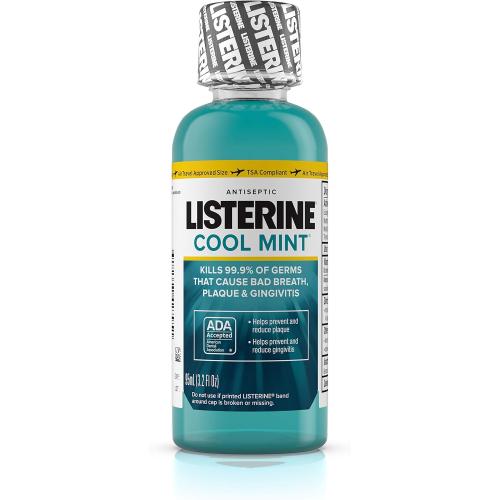 Listerine Cool Mint Antiseptic Mouthwash for Bad Breath, Travel Size 3.2 oz - Pack of 6
