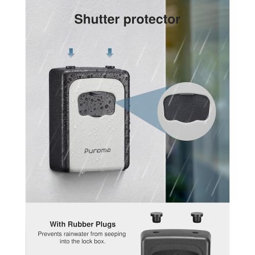 Puroma Lock Box, Large Key Lock Box Resettable Combination Code Lockbox, Portable Wall Mount Lockbox Security Safe Box for Outside Outdoor Home Office Door Handle House Key, Gray (1 Pack)