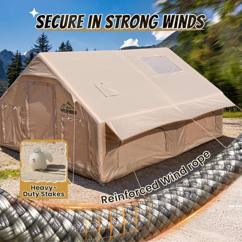 Inflatable Tent with Skylight, Quick Setup Blow Up Tents with Pump, Hot Tent with Stove Jack, Waterproof Oxford Inflatable House for Camping, Air Glamping Tents for Camping Adult