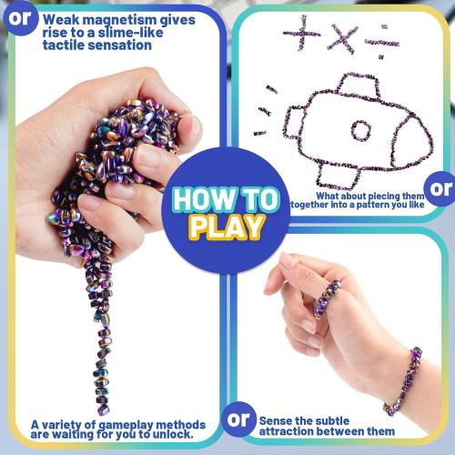 Magnetic Fidget Toy For Teen Boys Adult, Christmas Stocking Stuffers Gift 500pcs Sensory Autism ADHD Office Desk Stress Anxiety Relief Weak Magnet Beads Balls Stones Ferrite Putty Cool Gadget Metal