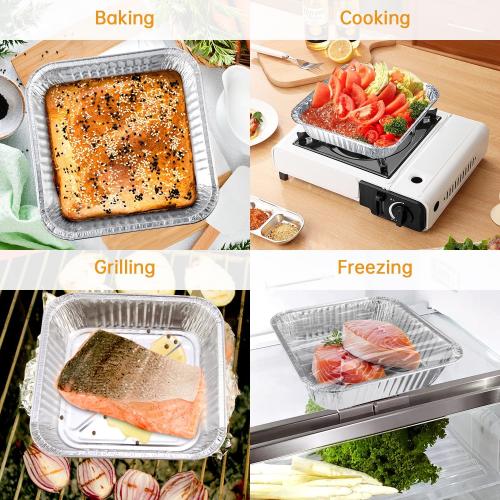 Aluminum Pans 8x8-50 Pack Disposable Baking Pans, 8 Inch Square Tin Foil Pans, Aluminum Roasting Trays for Holiday Cooking, Heating and Baking, Christmas, Parties Meal Prep & Storage