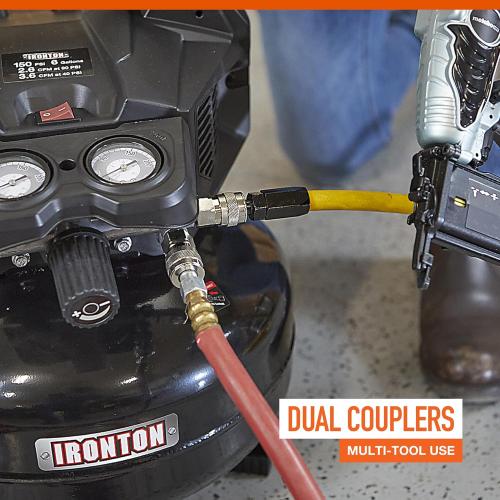 Ironton Oil-Free Pancake Compressor, 1.6 HP, 6-Gallon, 2.6/3.6 CFM