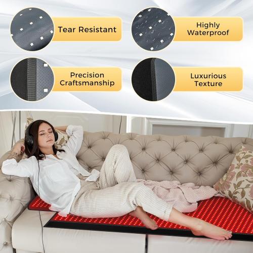 Red Light Therapy Mat, 2in1 LEDs (660nm& 850nm) Red Light Therapy Blanket, Premium Material, Adjustable Timer & Intensity