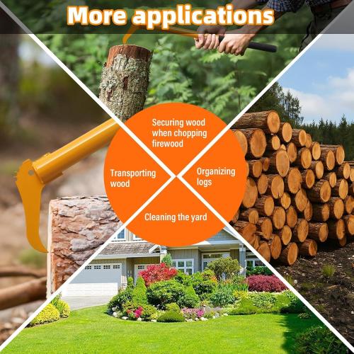 Hookaroon,29 inch Heavy Duty Manganese Steel Pickaroon with Anti-Slip Handle for Lifting Rotating Dragging Stacking Logs Moving Wood Firewood Tool Forestry Tools