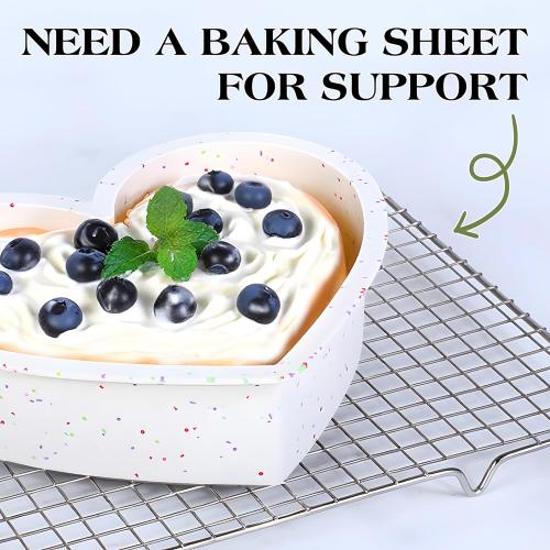 3 Pcs Silicone Heart Shaped Cake Pans 10 Inch 8 Inch 6 Inch Mini Small Large Heart Cake Pan Set Nonstick Silicone Heart Molds for Baking (Cream)
