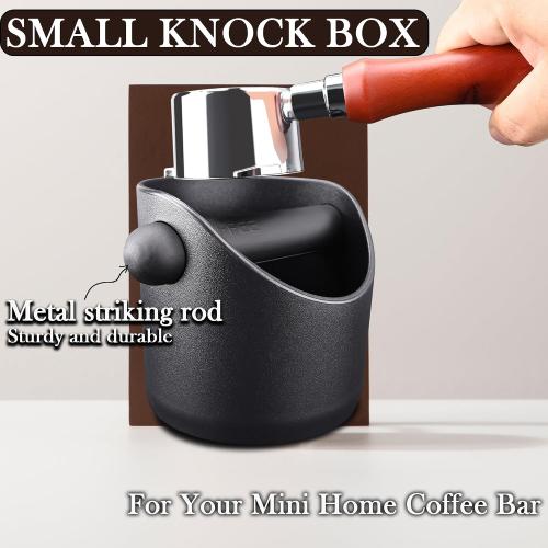 Espresso Compact Knock Box (4x4), Shock Absorbent Knock Box Non-Slip Base & Removable Rubber Knock Bar Coffee Puck Box, Durable Espresso Dump Bin for Home/Office, Dishwasher Safe