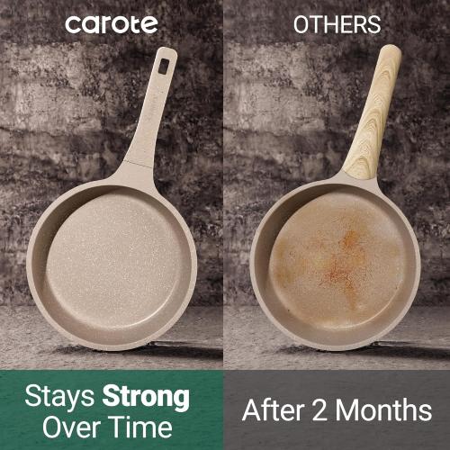 CAROTE 13pcs Pots and Pans Set Non Stick, Taupe Nonstick Cookware Set, Frying pans with lids, Kitchen Essentials Pot and Pan, Induction Cookware