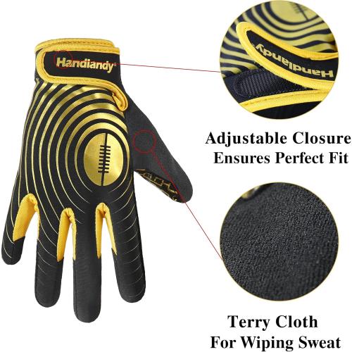 HANDLANDY Youth Football Gloves, Kids Sticky Receiver Gloves,Super Grip Football Glove Best Gift for Boys,Girls